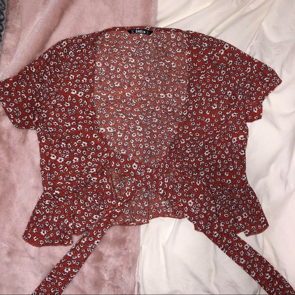 (Sold Elsewhere) SHEIN Floral Tie Top with Ruffles! - Picture 3 of 5